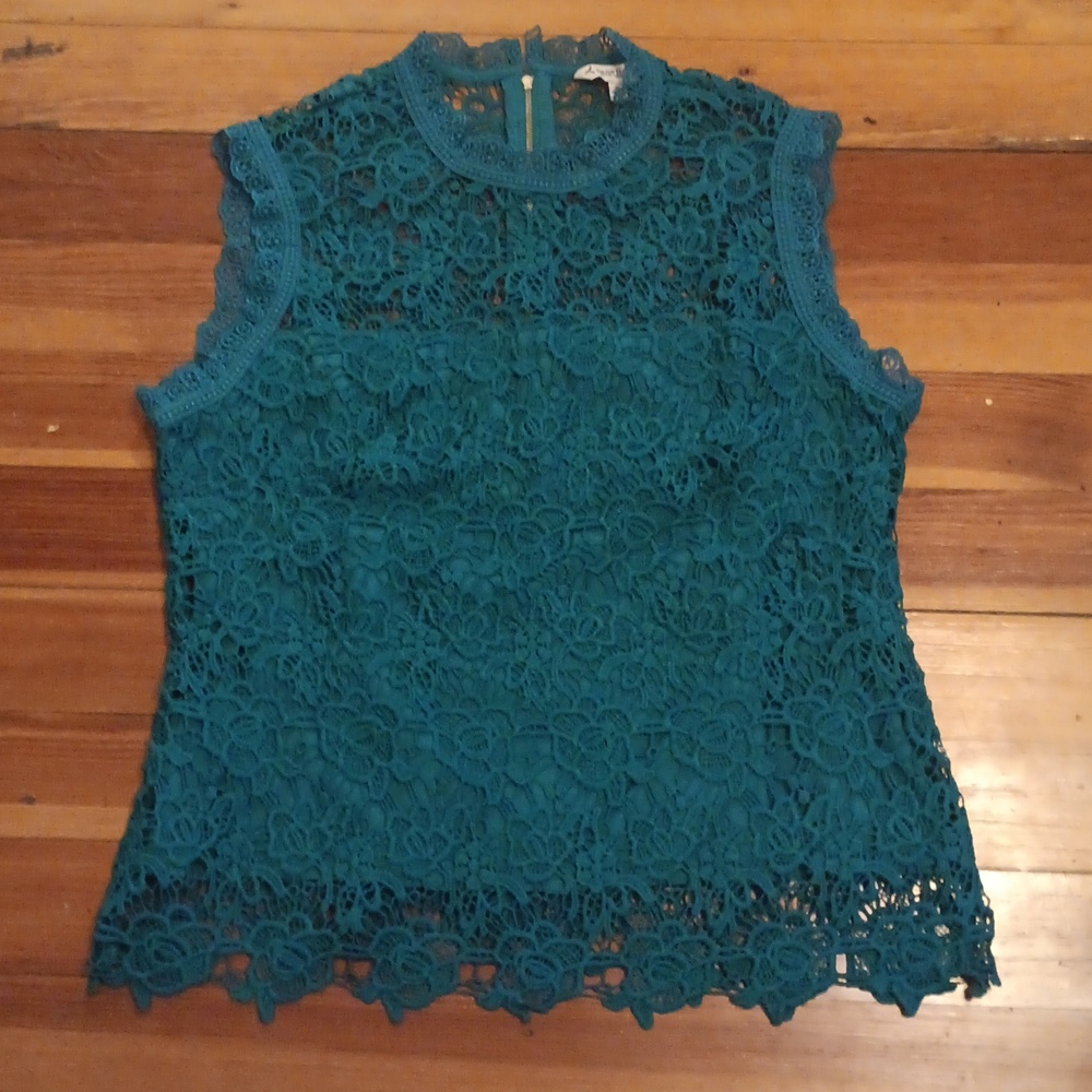 Nanette Lepore Teal Lace Blouse